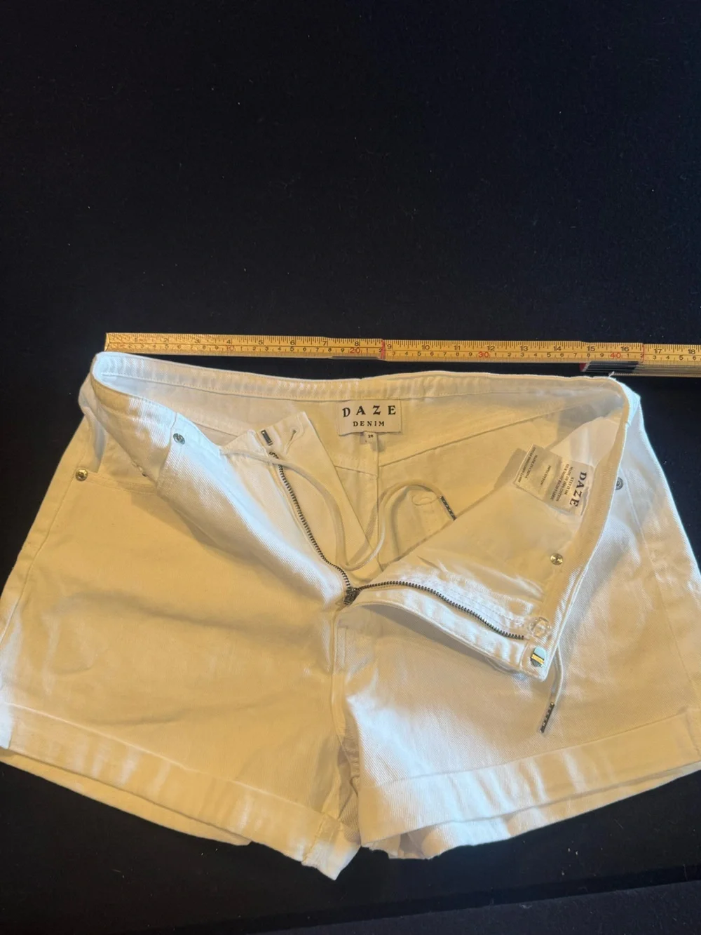 DAZE White Drawstring Denim Athletic Shorts